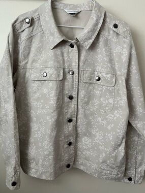 Christopher & Banks Beige Floral Denim Jacket XL